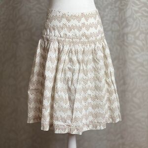 White & Gold Cotton Cottagecore Boho‎ Glam Coastal Granddaughter Skirt Size S